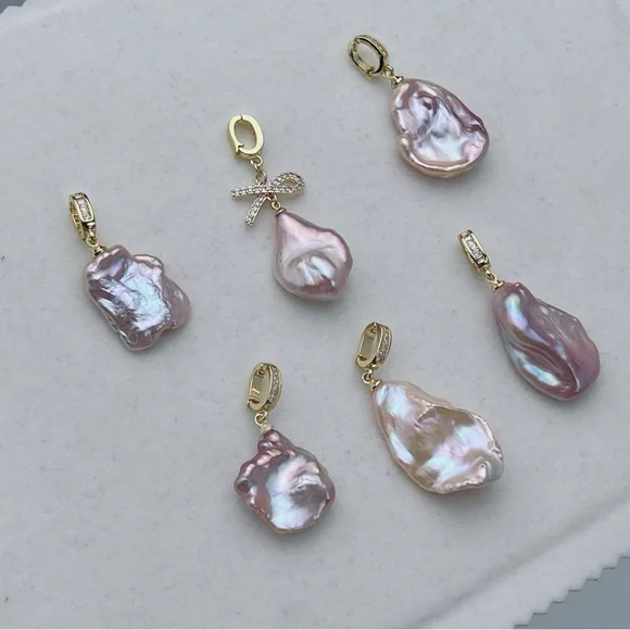 N76 Handmade Freshwater Baroque Pearl Detachable Pendant - Picture 2 of 4